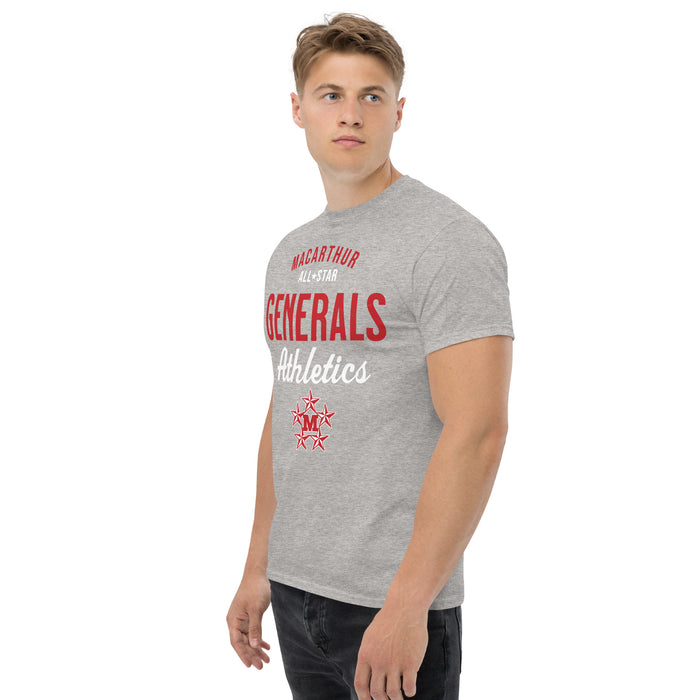 Man wearing MacArthur High School Generals Grey Classic Unisex T-shirt 034