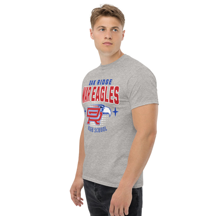 Man wearing Oak Ridge High School War Eagles Grey Classic Unisex T-shirt 204
