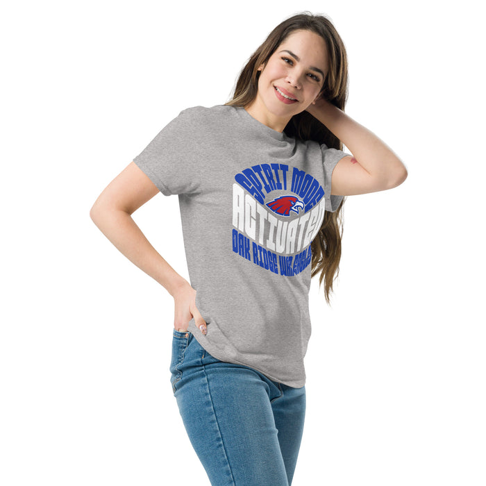 Woman wearing Oak Ridge High School War Eagles Grey Classic Unisex T-shirt 242
