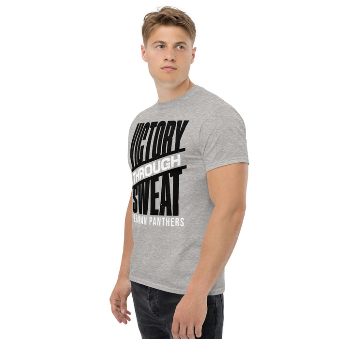 Man wearing Permian High School Panthers Grey Classic Unisex T-shirt 241