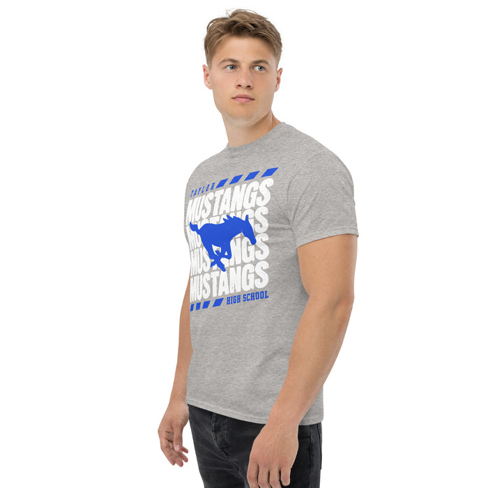Man wearing Taylor High School Mustangs Grey Classic Unisex T-shirt 223