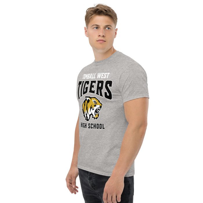 Man wearing Tomball West High School Tigers Grey Classic Unisex T-shirt 213