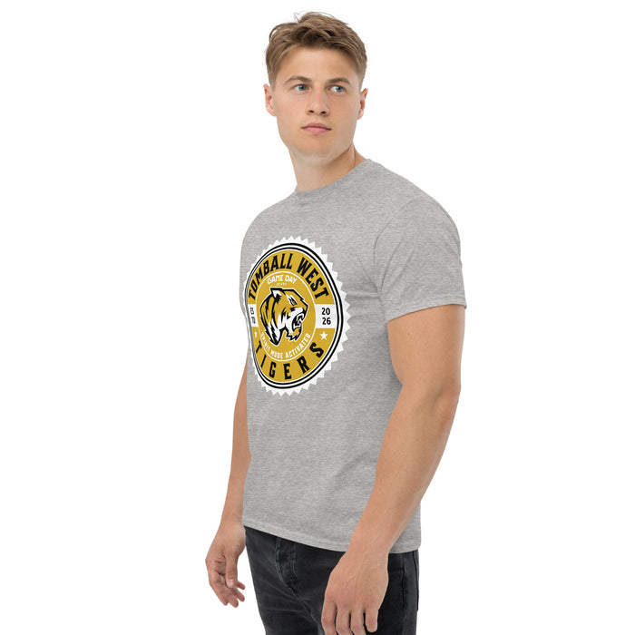 Man wearing Tomball West High School Tigers Grey Classic Unisex T-shirt 203