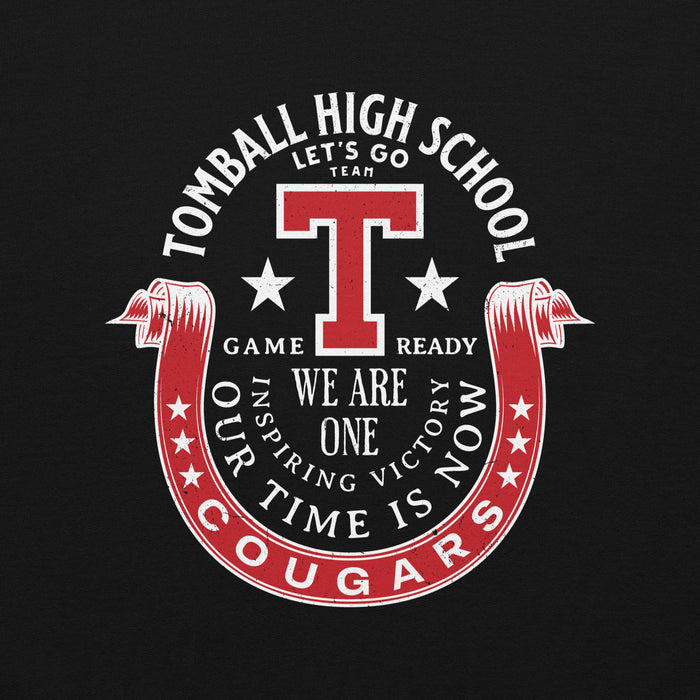 Close-up view of Tomball High School Cougars Black Classic Unisex Sweatshirt 229