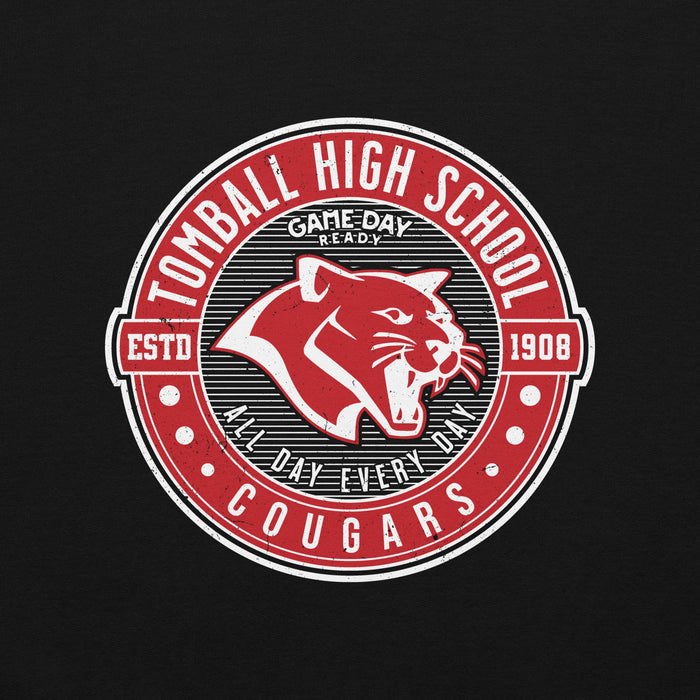 Close-up view of Tomball High School Cougars Black Classic Unisex Sweatshirt 224