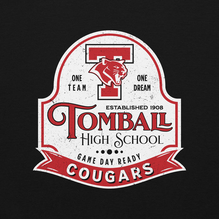 Close-up view of Tomball High School Cougars Black Classic Unisex Sweatshirt 219