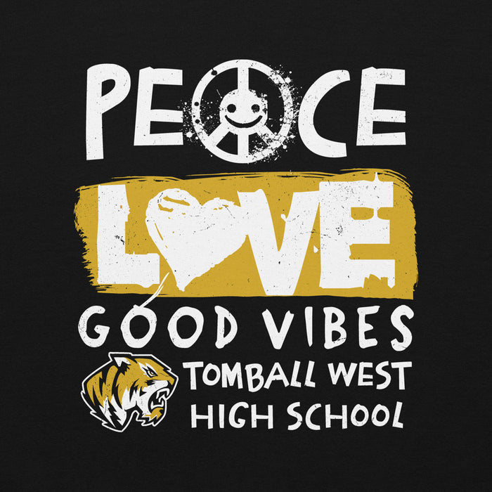Close-up view of Tomball West High School Tigers Black Classic Unisex Sweatshirt 240