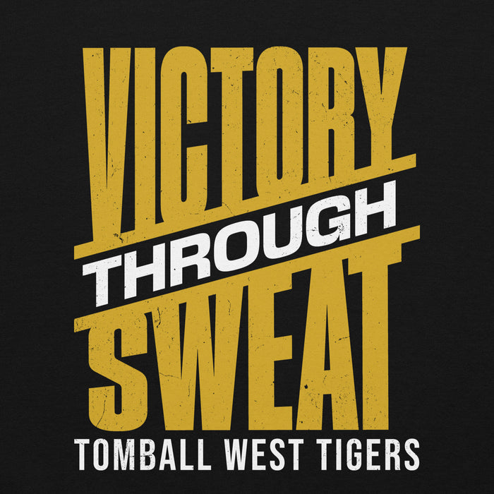 Close-up view of Tomball West High School Tigers Black Classic Unisex Sweatshirt 241