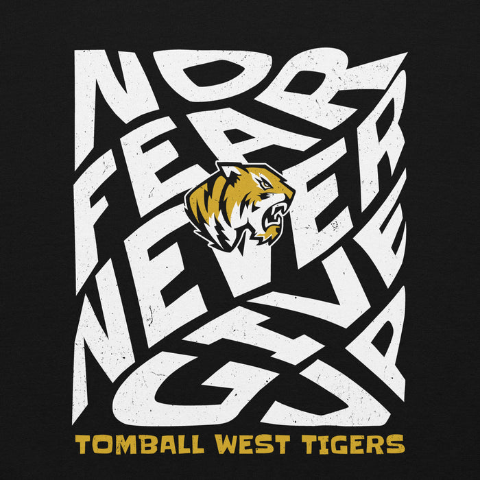 Close-up view of Tomball West High School Tigers Black Classic Unisex Sweatshirt 236