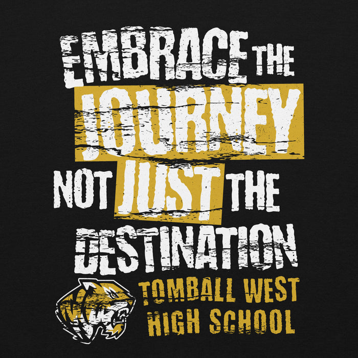 Close-up view of Tomball West High School Tigers Black Classic Unisex Sweatshirt 232