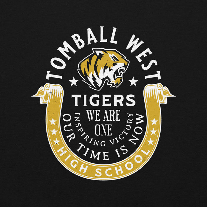 Close-up view of Tomball West High School Tigers Black Classic Unisex Sweatshirt 229