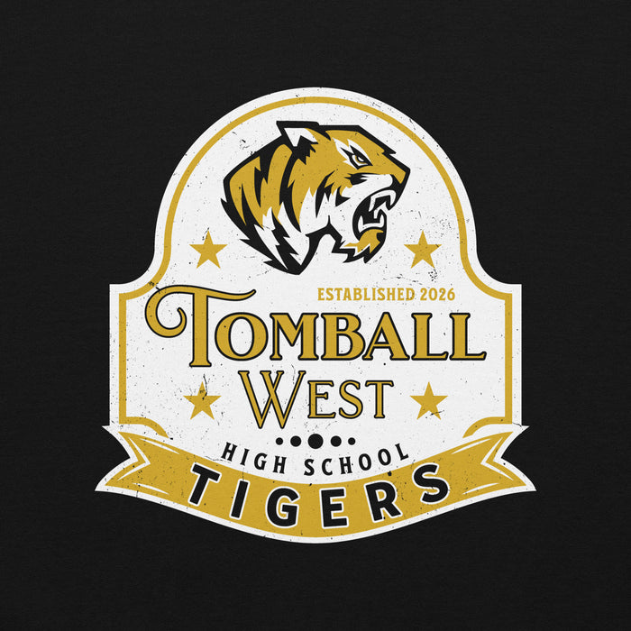 Close-up view of Tomball West High School Tigers Black Classic Unisex Sweatshirt 219