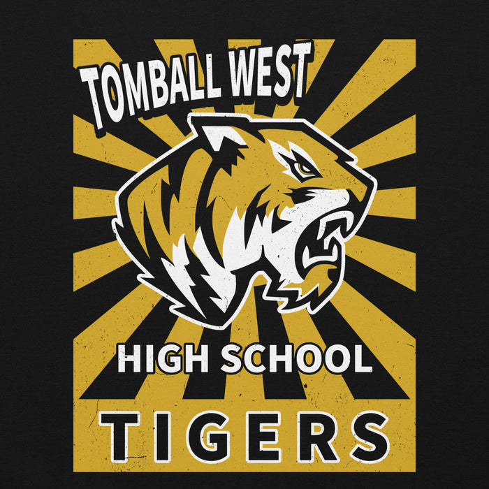 Close-up view of Tomball West High School Tigers Black Classic Unisex Sweatshirt 226
