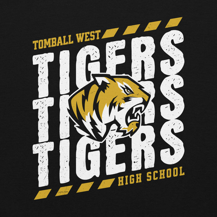 Close-up view of Tomball West High School Tigers Black Classic Unisex Sweatshirt 223