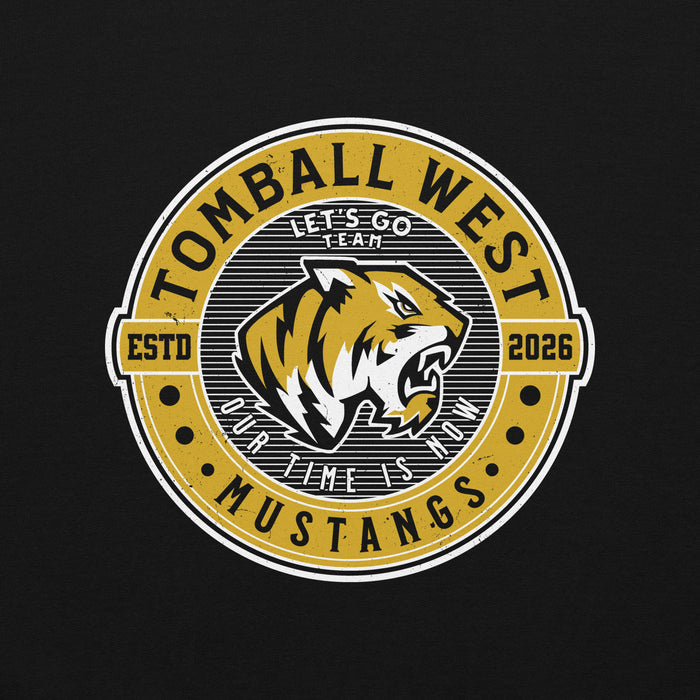 Close-up view of Tomball West High School Tigers Black Classic Unisex Sweatshirt 224
