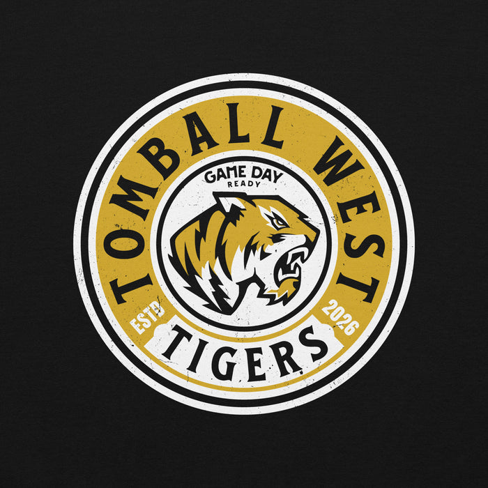 Close-up view of Tomball West High School Tigers Black Classic Unisex Sweatshirt 220