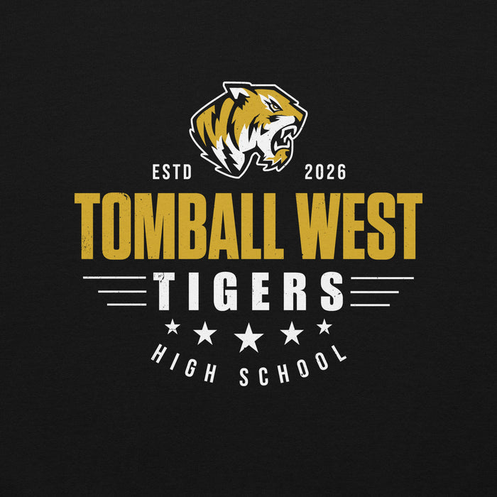 Close-up view of Tomball West High School Tigers Black Classic Unisex Sweatshirt 217
