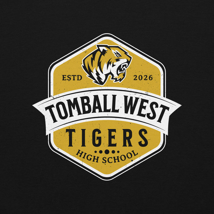 Close-up view of Tomball West High School Tigers Black Classic Unisex Sweatshirt 209
