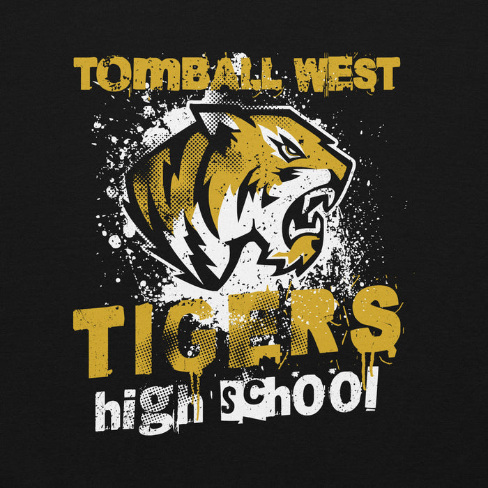 Close-up view of Tomball West High School Tigers Black Classic Unisex Sweatshirt 205