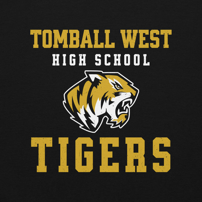 Close-up view of Tomball West High School Tigers Black Classic Unisex Sweatshirt 006