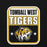 Close-up view of Tomball West High School Tigers Black Classic Unisex Sweatshirt 001