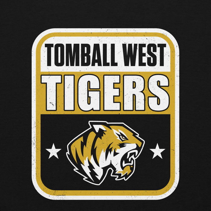 Close-up view of Tomball West High School Tigers Black Classic Unisex Sweatshirt 001