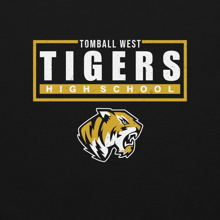 Close-up view of Tomball West High School Tigers Black Classic Unisex Sweatshirt 049