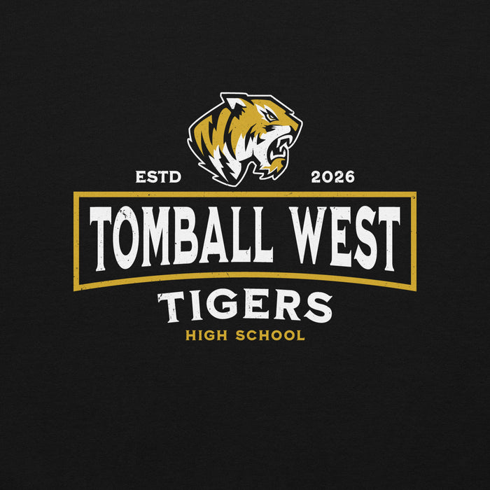Close-up view of Tomball West High School Tigers Black Classic Unisex Sweatshirt 202