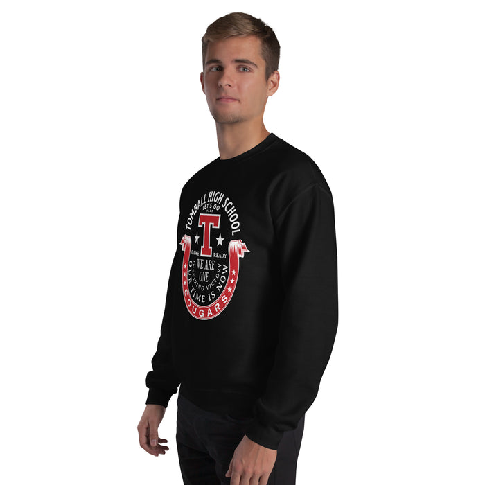 Man wearing Tomball High School Cougars Black Classic Unisex Sweatshirt 229