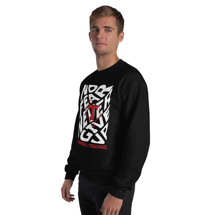Man wearing Tomball High School Cougars Black Classic Unisex Sweatshirt 236