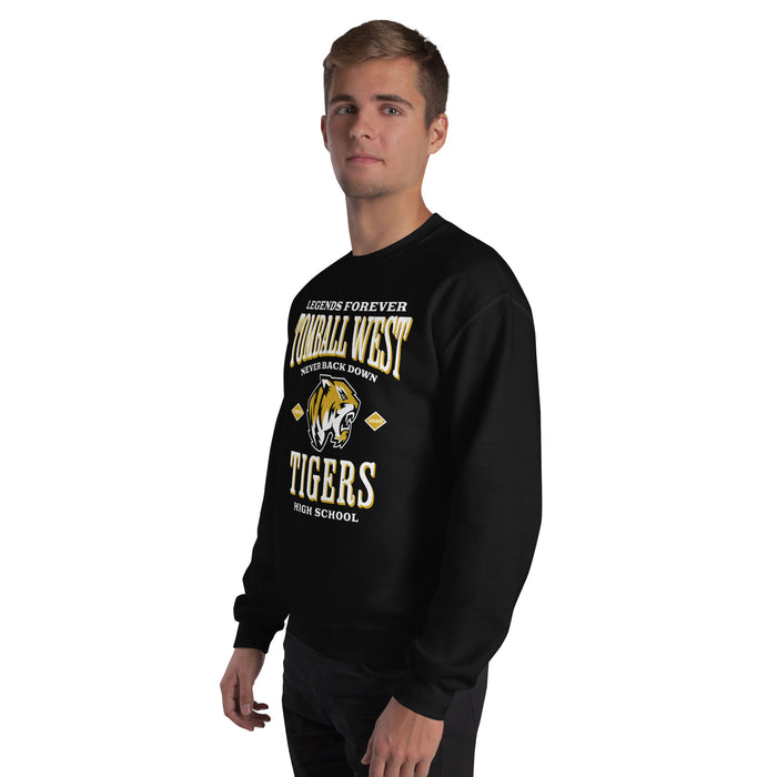 Man wearing Tomball West High School Tigers Black Classic Unisex Sweatshirt 230