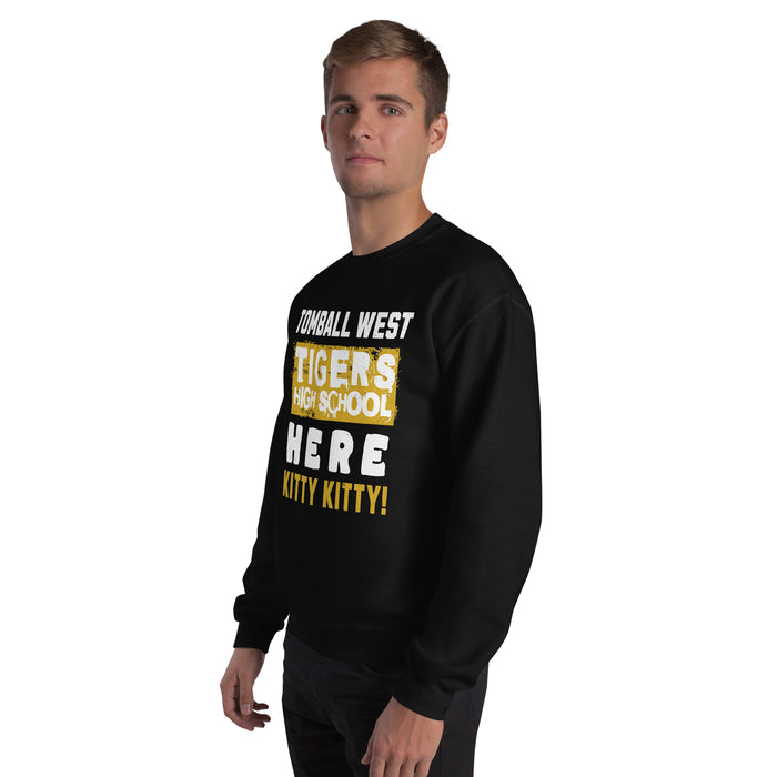 Man wearing Tomball West High School Tigers Black Classic Unisex Sweatshirt 231