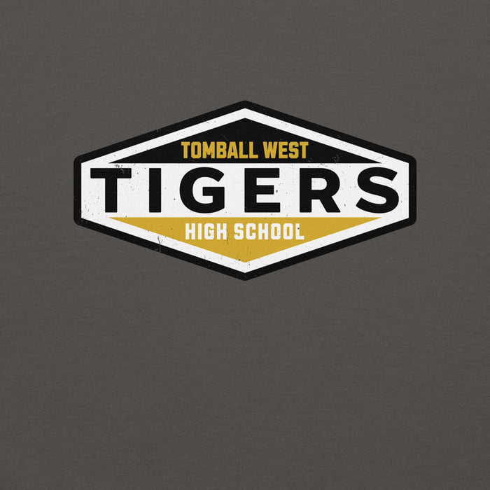 Close-up view of Tomball West High School Tigers Dark Grey Classic Unisex Sweatshirt 009