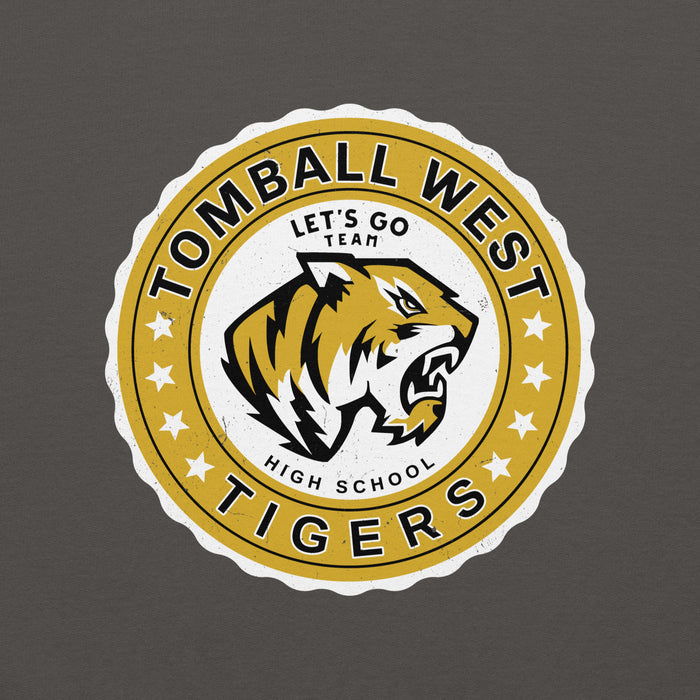 Close-up view of Tomball West High School Tigers Dark Grey Classic Unisex Sweatshirt 216
