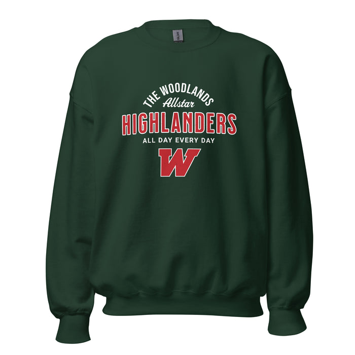 The Woodlands High School Highlanders Forest Green Classic Unisex Sweatshirt 040