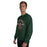 Man wearing The Woodlands High School Highlanders Forest Green Classic Unisex Sweatshirt 201