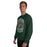 Man wearing The Woodlands High School Highlanders Forest Green Classic Unisex Sweatshirt 207