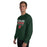 Man wearing The Woodlands High School Highlanders Forest Green Classic Unisex Sweatshirt 003