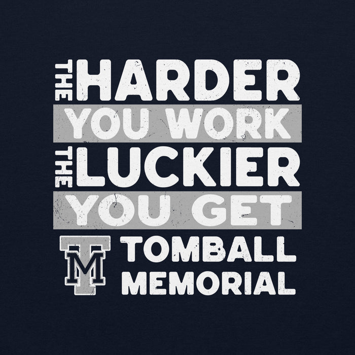 Close-up view of Tomball Memorial High School Wildcats Navy Classic Unisex Sweatshirt 238