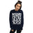 Woman wearing Tomball Memorial High School Wildcats Navy Classic Unisex Sweatshirt 236