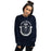 Woman wearing Tomball Memorial High School Wildcats Navy Classic Unisex Sweatshirt 229
