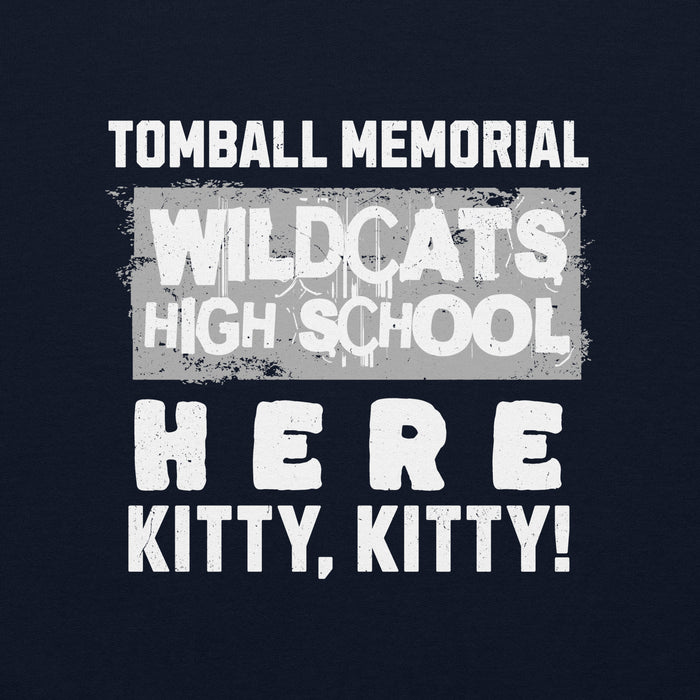 Close-up view of Tomball Memorial High School Wildcats Navy Classic Unisex Sweatshirt 231