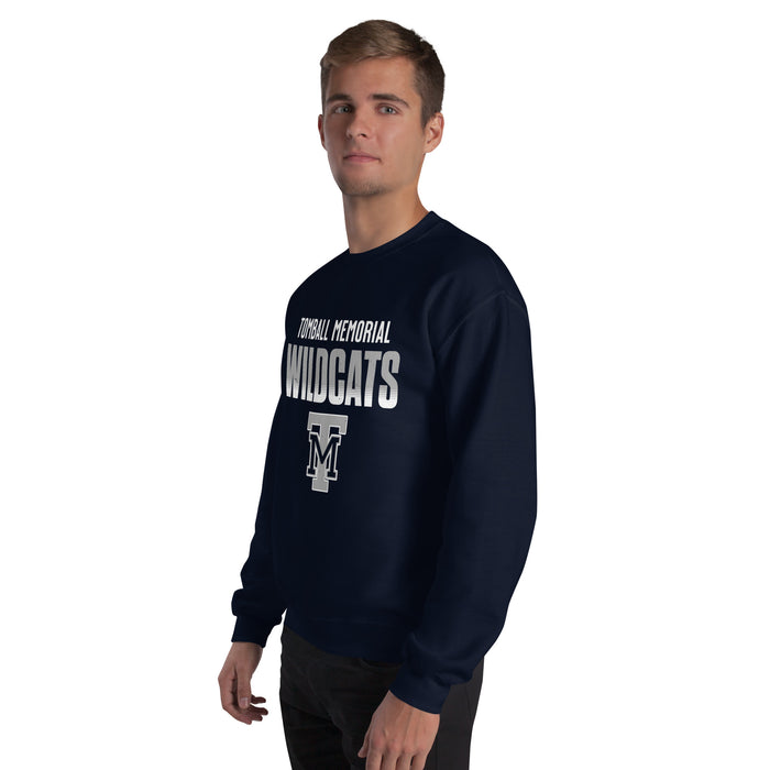 Man wearing Tomball Memorial High School Wildcats Navy Classic Unisex Sweatshirt 024