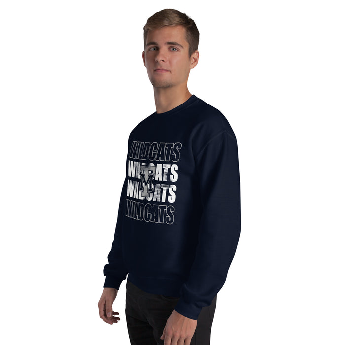 Man wearing Tomball Memorial High School Wildcats Navy Classic Unisex Sweatshirt 233