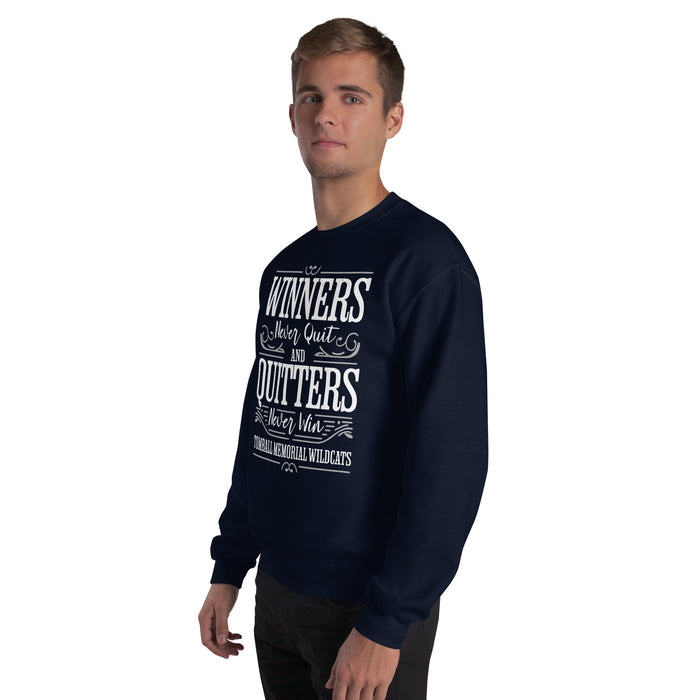 Man wearing Tomball Memorial High School Wildcats Navy Classic Unisex Sweatshirt 237