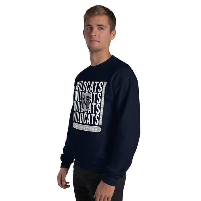 Man wearing Tomball Memorial High School Wildcats Navy Classic Unisex Sweatshirt 235