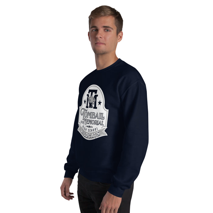 Man wearing Tomball Memorial High School Wildcats Navy Classic Unisex Sweatshirt 219