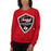 Woman wearing Tomball High School Cougars Red Classic Unisex Sweatshirt 225