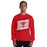 Man wearing Tomball High School Cougars Red Classic Unisex Sweatshirt 223