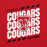 A red graphic design featuring the text 'TOMBALL, COUGARS, HIGH SCHOOL' in distressed white and black lettering, with a large red and white 'T' and cougar mascot logo in the center. Tomball High School Cougars Red Classic Unisex Sweatshirt 223